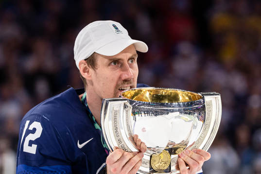 Marko Antilla of Finland celebrates with the trophy