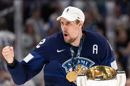 Marko Antilla of Finland celebrats with the trophy