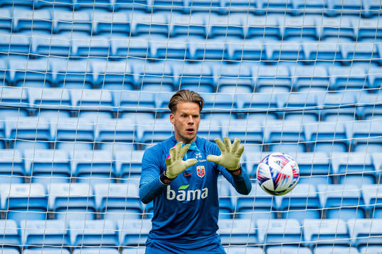 Goalkeeper Ørjan Håskjold Nyland of the Norwegian
