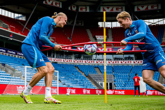 Erling Braut Haaland and Kristian Thorstvedt of the