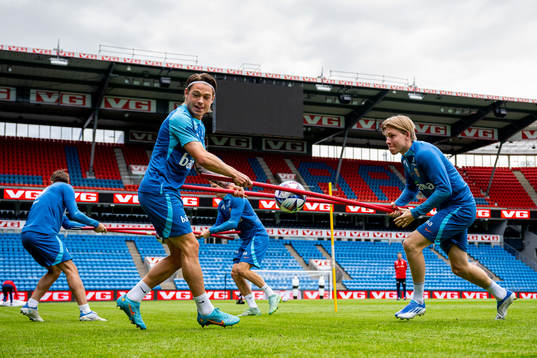 Patrick Berg and Jens Petter Hauge of the Norwegian