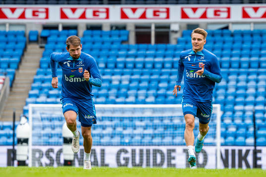 Stefan Strandberg and Martin Ødegaard of the Norwegian