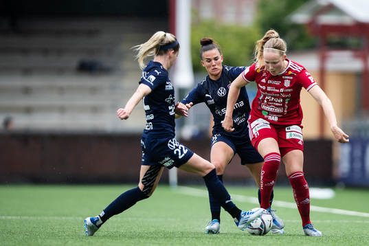 FC Rosengårds Olivia Schough och Katrine Veje mot Piteås