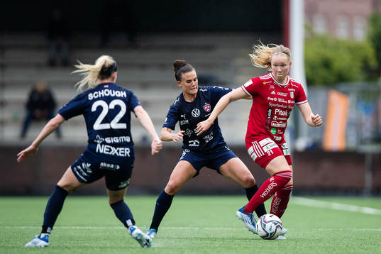 FC Rosengårds Katrine Veje och Piteås Hlin Eiríksdóttir