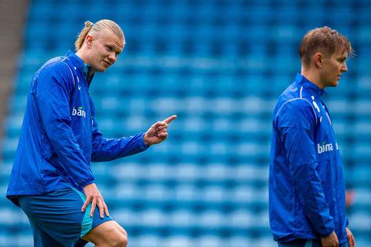 Erling Braut Haaland and Martin Ødegaard of the Norwegian