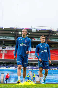 Erling Braut Haaland and Martin Ødegaard of the Norwegian
