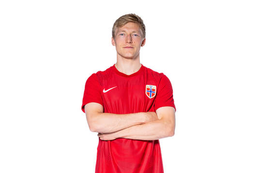 Birger Meling of the Norwegian national football team poses
