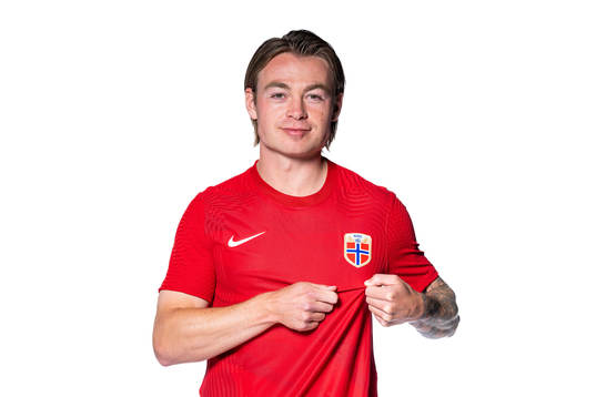 Patrick Berg of the Norwegian national football team poses
