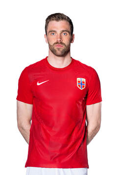 Brede Moe of the Norwegian national football team poses for