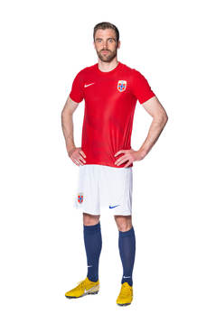 Brede Moe of the Norwegian national football team poses for