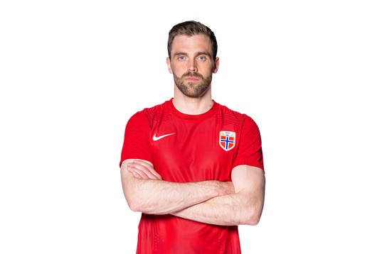 Brede Moe of the Norwegian national football team poses for