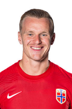 Marius Lode of the Norwegian national football team poses