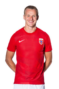 Marius Lode of the Norwegian national football team poses