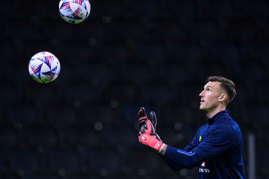 Goalkeeper Andreas Linde of the Swedish national football