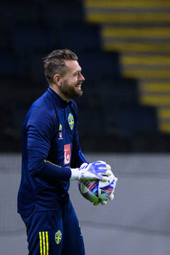 Goalkeeper Kristoffer Nordfeldt of the Swedish national