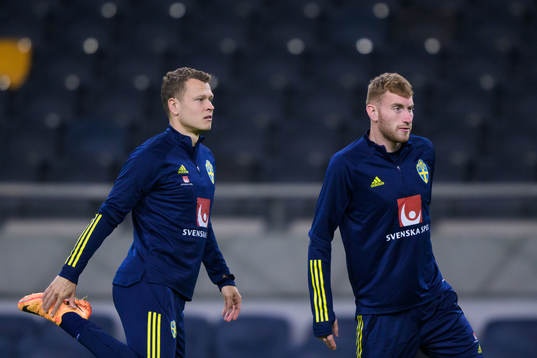 Viktor Claesson and Dejan Kulusevski of the Swedish