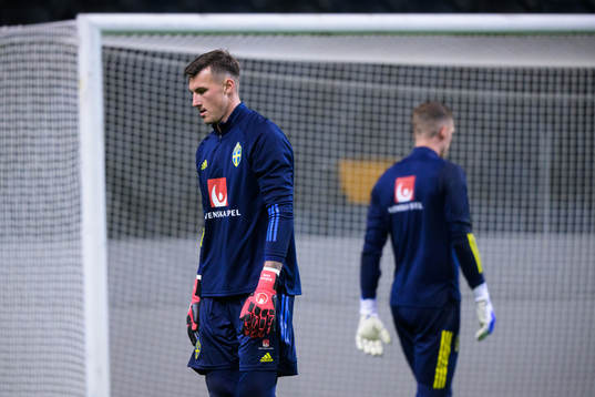 Goalkeeper Andreas Linde of the Swedish national football