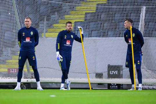 Goalkeepers Robin Olsen, Kristoffer Nordfeldt and Andreas