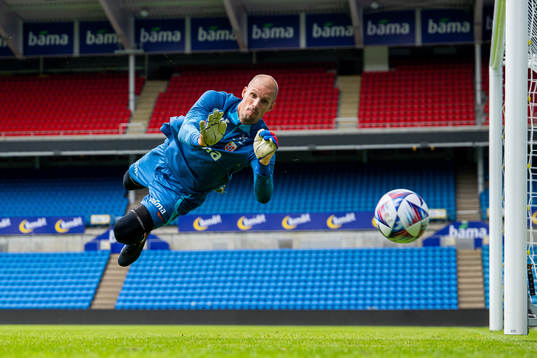 Goalkeeper André Hansen of the Norwegian national football