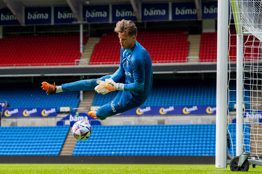 Goalkeeper Ørjan Håskjold Nyland of the Norwegian