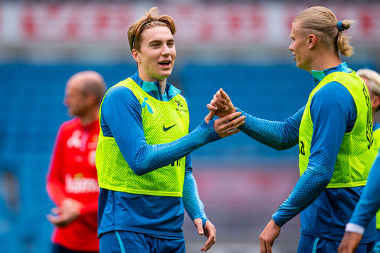 Kristian Thorstvedt and Erling Braut Haaland of the