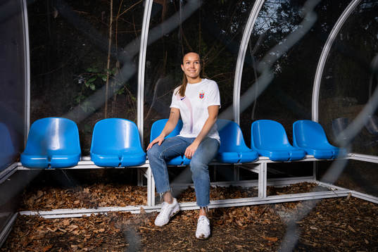 Guro Reiten of the Norwegian national football team poses