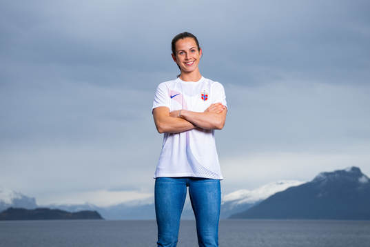 Tuva Hansen of the Norwegian national football team poses