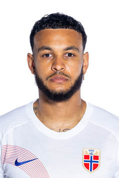Joshua King of the Norwegian national football team poses