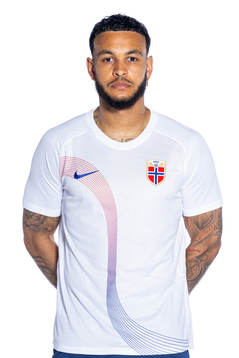 Joshua King of the Norwegian national football team poses