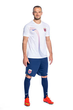 Veton Berisha of the Norwegian national football team poses