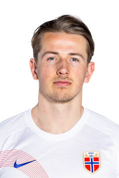 Sander Berge of the Norwegian national football team poses