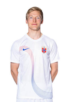 Birger Meling of the Norwegian national football team poses