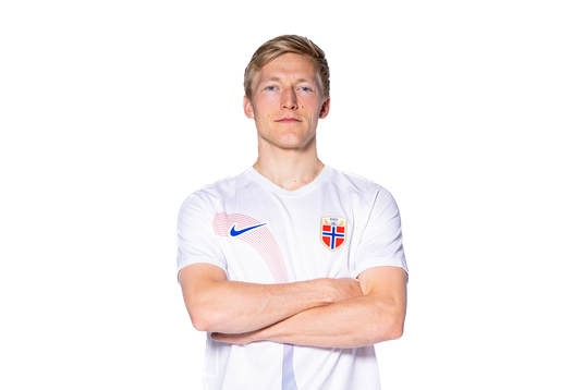 Birger Meling of the Norwegian national football team poses