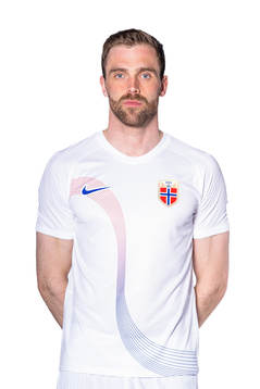Brede Moe of the Norwegian national football team poses for