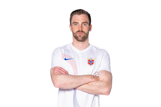 Brede Moe of the Norwegian national football team poses for