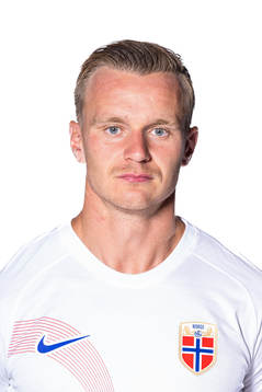 Marius Lode of the Norwegian national football team poses