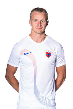 Marius Lode of the Norwegian national football team poses