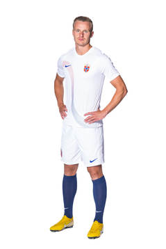 Marius Lode of the Norwegian national football team poses