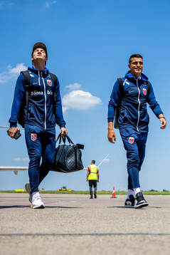 Mathias Normann and Mohamed Elyounoussi of the Norwegian