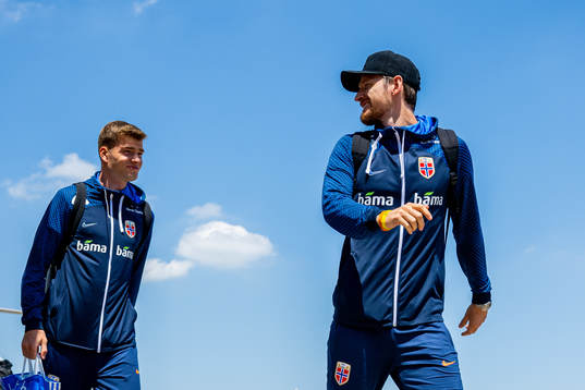 Alexander Sørloth and Stefan Strandberg of the Norwegian