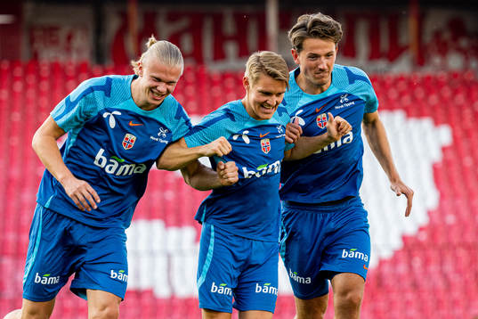 Erling Braut Haaland, Martin Ødegaard and Sander Berge of