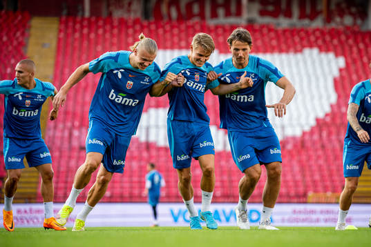 Erling Braut Haaland, Martin Ødegaard and Sander Berge of