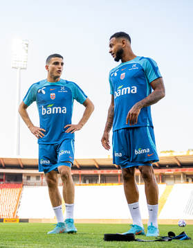 Mohamed Elyounoussi and Joshua King of the Norwegian