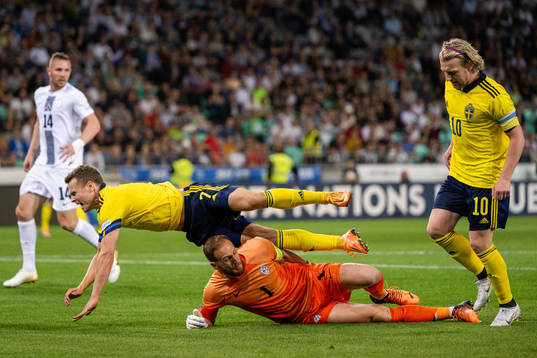 Viktor Claesson and Emil Forsberg of Sweden against