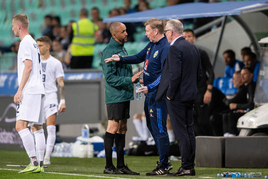 Fourth official Hakim Ben El Hadj with assistant coach