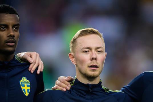 Alexander Isak and Joel Andersson of Sweden