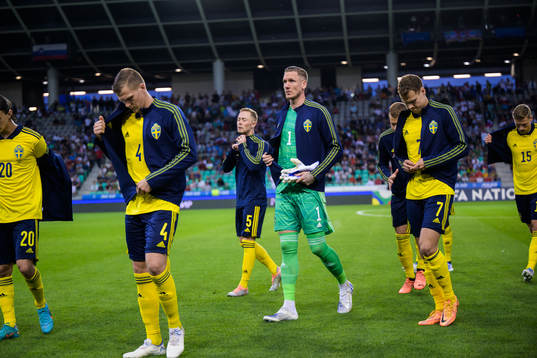 Joakim Nilsson, Joel Andersson, goalkeeper Robin Olsen and