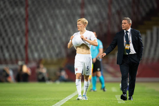 Birger Meling of Norway and Dragan Stojković, head coach