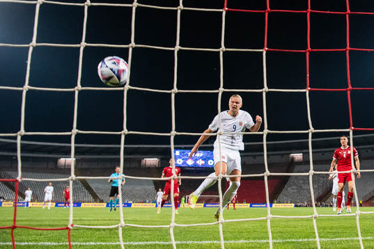 Erling Braut Haaland of Norway scores 0-1