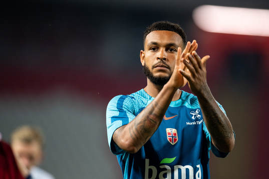 Joshua King of Norway celebrates